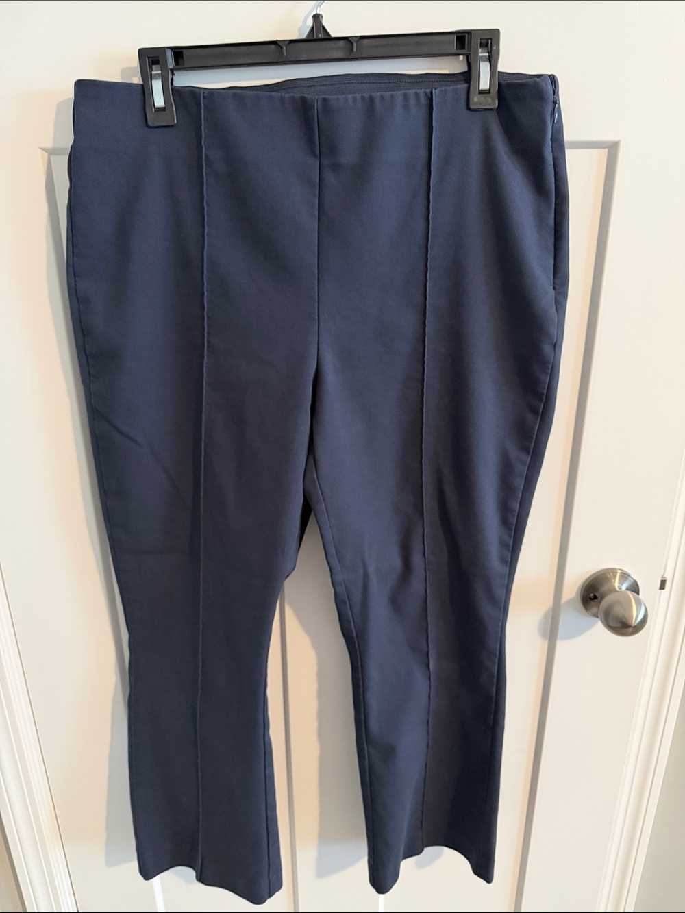 LOFT Dark Gray/Blue High-Waist Curvy Ankle flare side zip - size 12